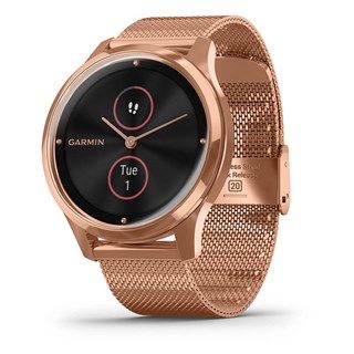 Garmin Vivomove Luxe - 18K Rose Gold PVD Stainless Steel Case Rose Gold Milanese Band