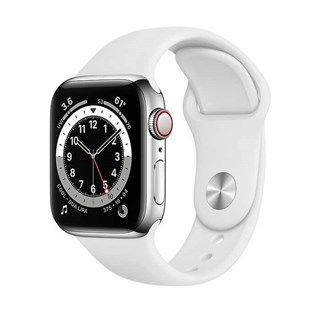 Apple Watch Series 6 Silver Stainless Steel, White Sport, LTE 40mm