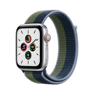 Apple Watch SE 2021 40mm Viền nhôm bạc, dây Nylon xanh thẳm/xanh rêu
