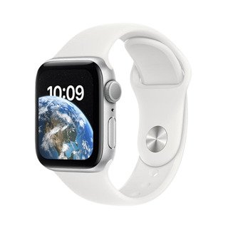 Apple Watch SE 2022 44mm viền nhôm bạc, dây cao su trắng