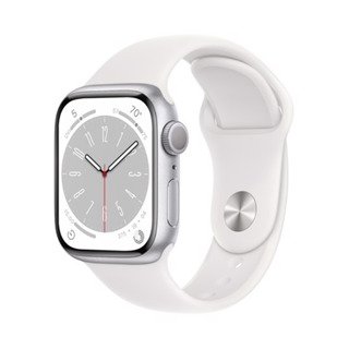 Apple Watch Series 8 41mm GPS Viền nhôm bạc, dây cao su trắng