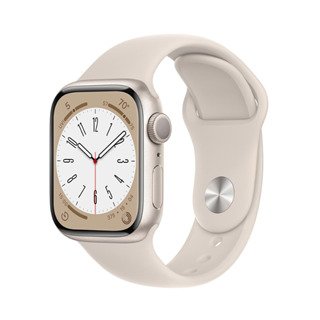 Apple Watch Series 8 45mm GPS Viền nhôm Starlight, dây cao su trắng nhạt