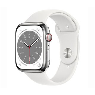 Apple Watch Series 8 45mm LTE Viền thép bạc, dây cao su trắng