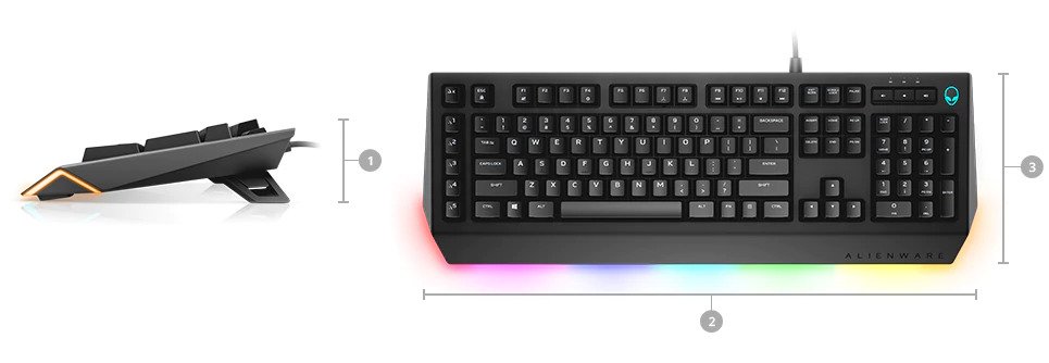 Alienware advanced gaming keyboard AW568 - Dimensions & Weight