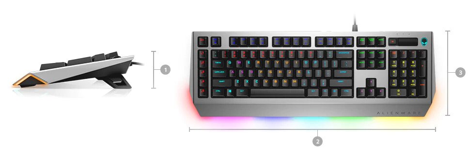 Alienware pro gaming keyboard AW768 - Dimensions & Weight