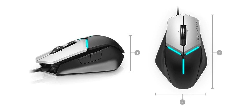 Alienware elite gaming mouse AW958 - Dimensions & Weight