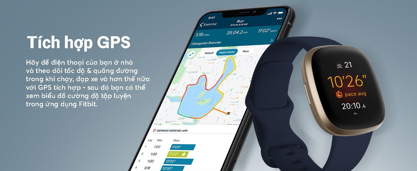 Fitbit Versa 3 - Tích hợp GPS