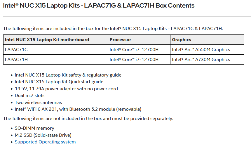 Rò rỉ thông tin laptop kit NUC X15 thế hệ mới trang bị Intel Arc